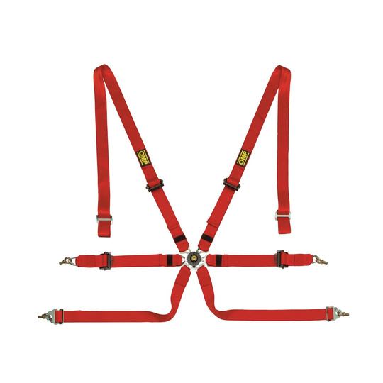 Pasy bezpieczeństwa 6 - punktowe OMP ONE Pull Up czerwone
