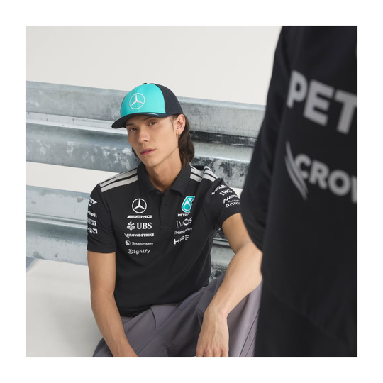 Koszulka polo męska Team czarna Mercedes AMG F1 2026