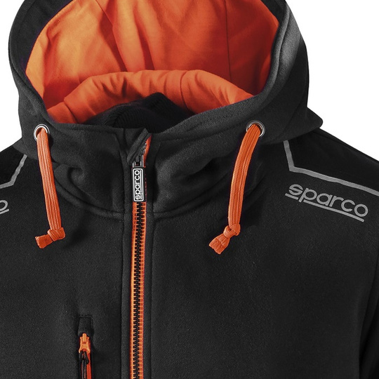 Bluza z kapturem rozpinana Tech Sparco czarna/pomarańczowa