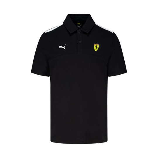 Koszulka polo męska Logo czarna Ferrari F1 2025