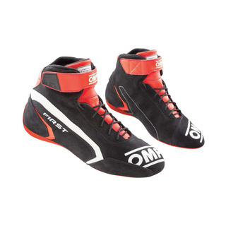 Buty wyścigowe OMP FIRST MY21 czarno-czerwone (FIA)
