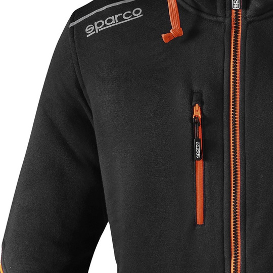 Bluza z kapturem rozpinana Tech Sparco czarna/pomarańczowa
