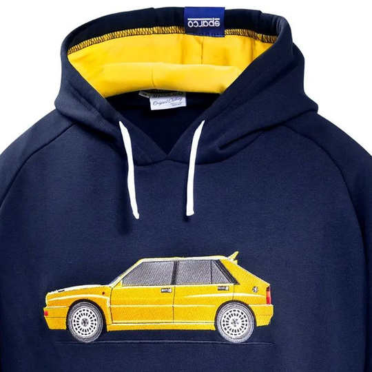 Bluza z kapturem Lancia HF Delta Integrale Sparco granatowa/żółta