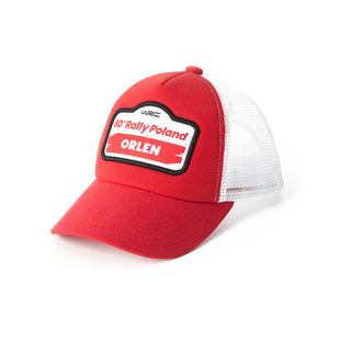 Czapka baseballowa męska Trucker czerwona Rally Poland WRC 2024