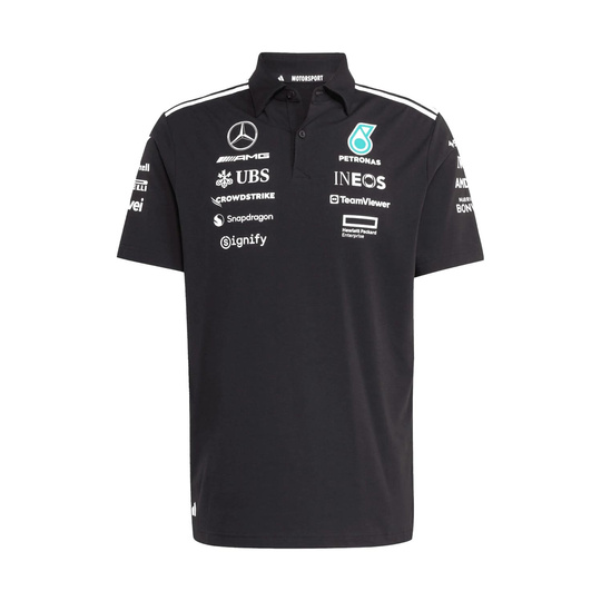 Koszulka polo męska Team czarna Mercedes AMG F1 2025