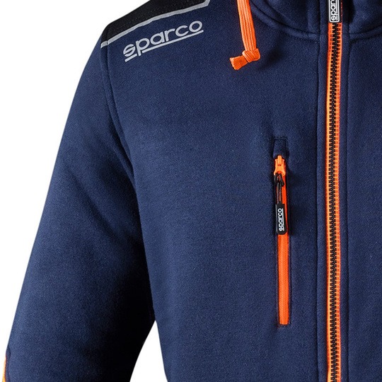 Bluza z kapturem rozpinana Tech Sparco granatowa/pomarańczowa