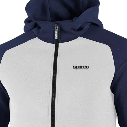 Bluza z kapturem rozpinana MY25 Sparco biała/granatowa