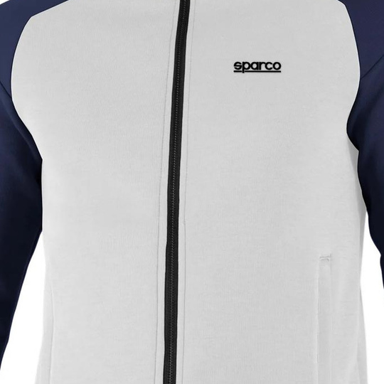 Bluza z kapturem rozpinana MY25 Sparco biała/granatowa