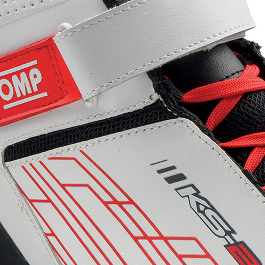 Buty dziecięce OMP KS-2X białe/czerwone (FIA)