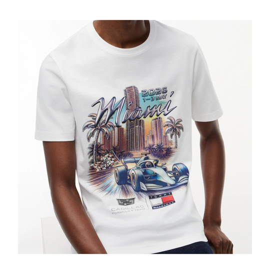 Koszulka t-shirt Miami Graphic Cadillac F1 2026 biała