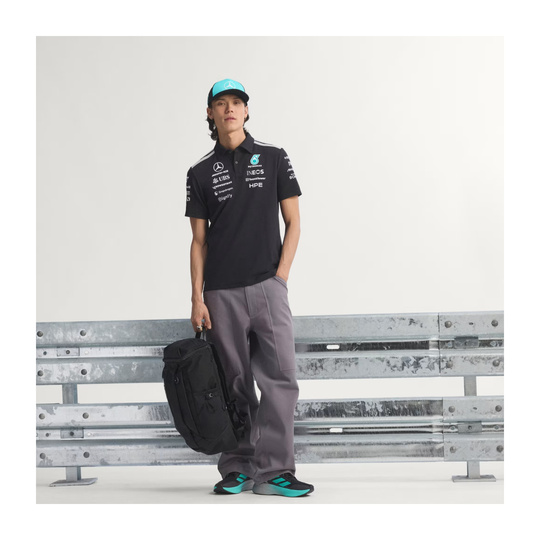 Koszulka polo męska Team czarna Mercedes AMG F1 2026