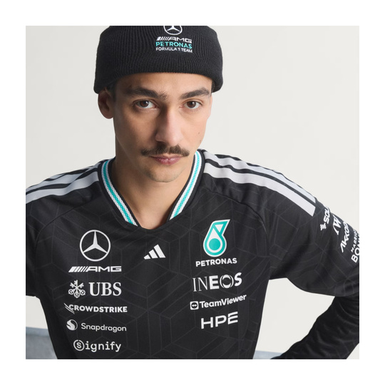 Koszulka z długim rękawem czarna Authentic Team Mercedes AMG F1 2026