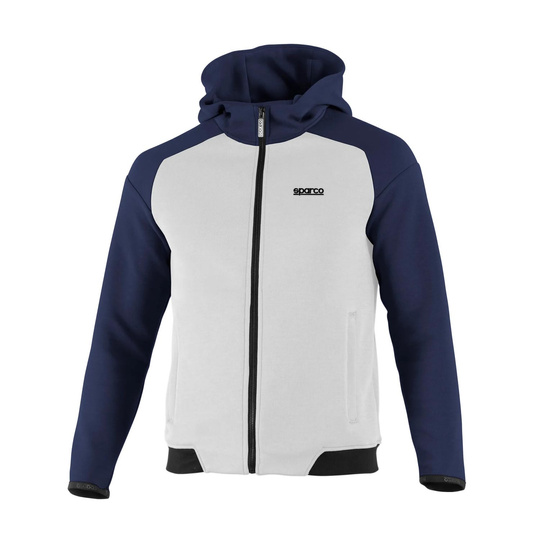 Bluza męska z kapturem Sparco Full Zip MY25 biało-granatowa