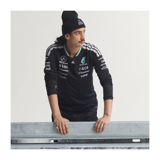 Koszulka z długim rękawem czarna Authentic Team Mercedes AMG F1 2026