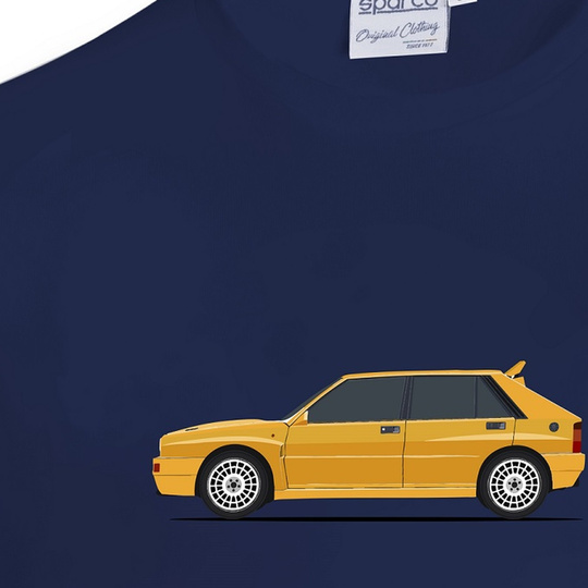 Koszulka t-shirt Lancia HF Delta Integrale Sparco granatowa/żółta