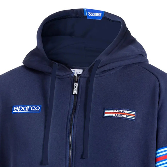 Bluza z kapturem rozpinana Martini Racing MY25 Sparco granatowa