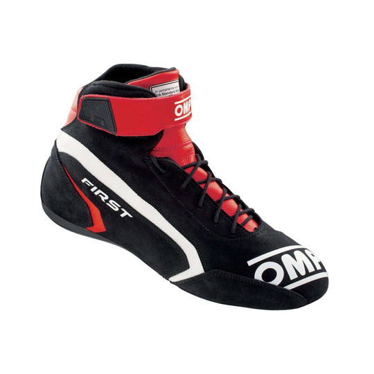 Buty wyścigowe OMP FIRST MY21 czarno-czerwone (FIA)