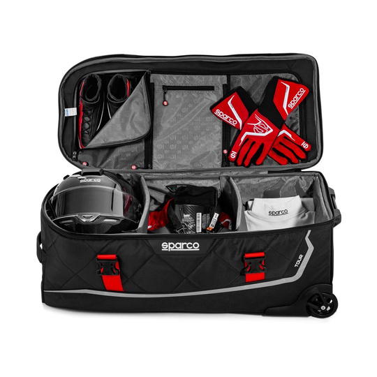 Torba podróżna na kółkach TOUR Sparco czarno-czerwona