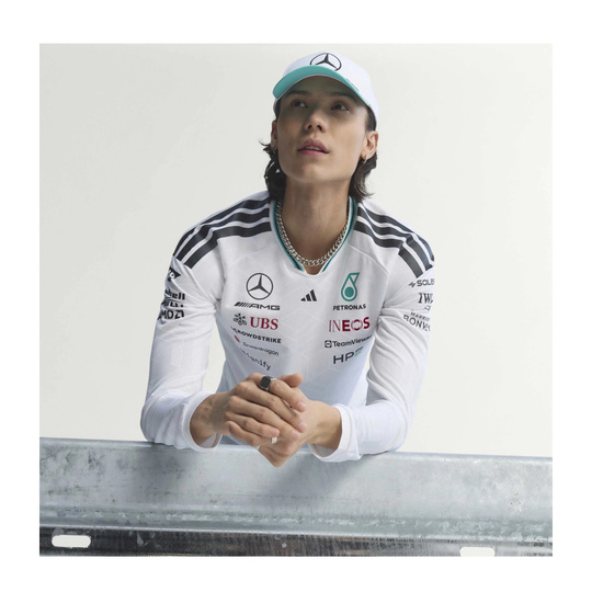 Koszulka z długim rękawem biała Authentic Team Mercedes AMG F1 2026