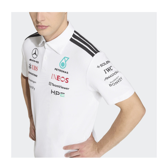 Koszulka polo męska Team biała Mercedes AMG F1 2026